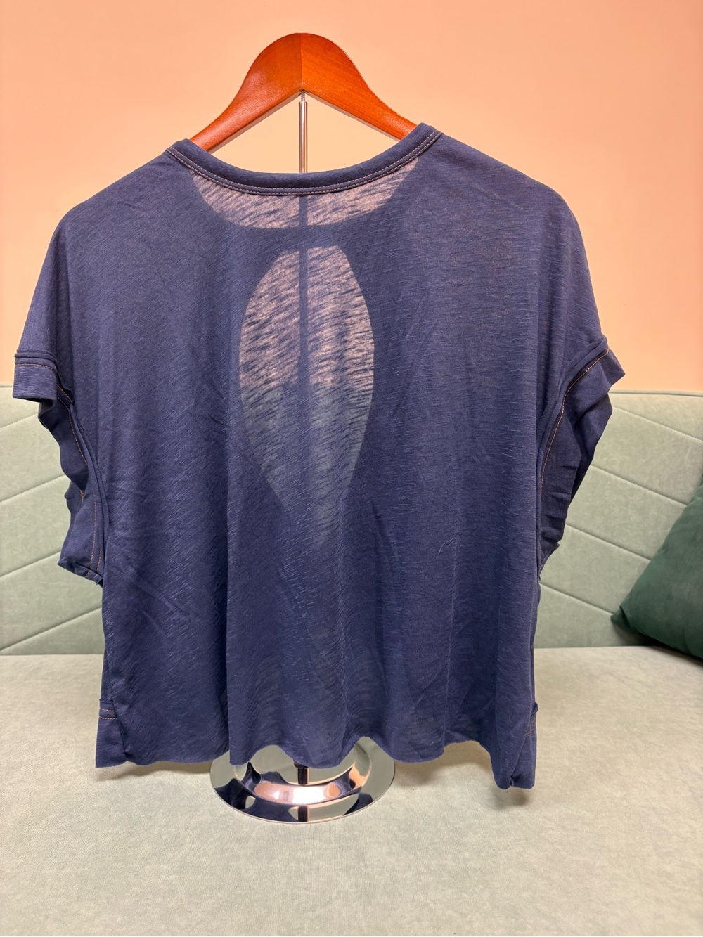 SHEIN Navy Short Sleeve Relaxed Tee with Rolled Cuffs.